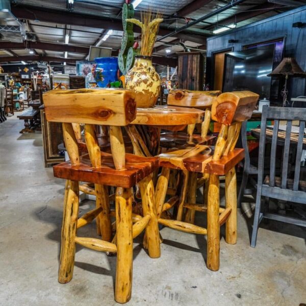 Cedar Table with cedar barstools