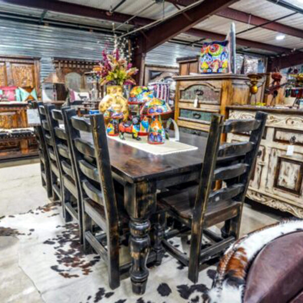 Adelita table 7' 9" with six chairs and a six foot bench